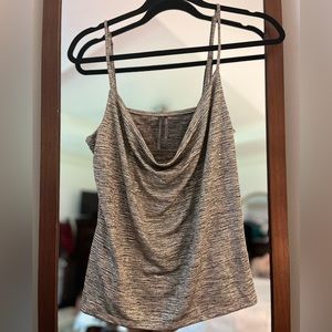 Anthropologie Silver And Black Shimmer Swoop Neck Tank-Medium